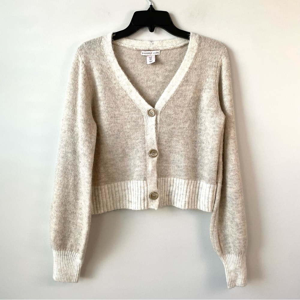 Sincerely Jules Cropped Cardigan Beige Oatmeal S